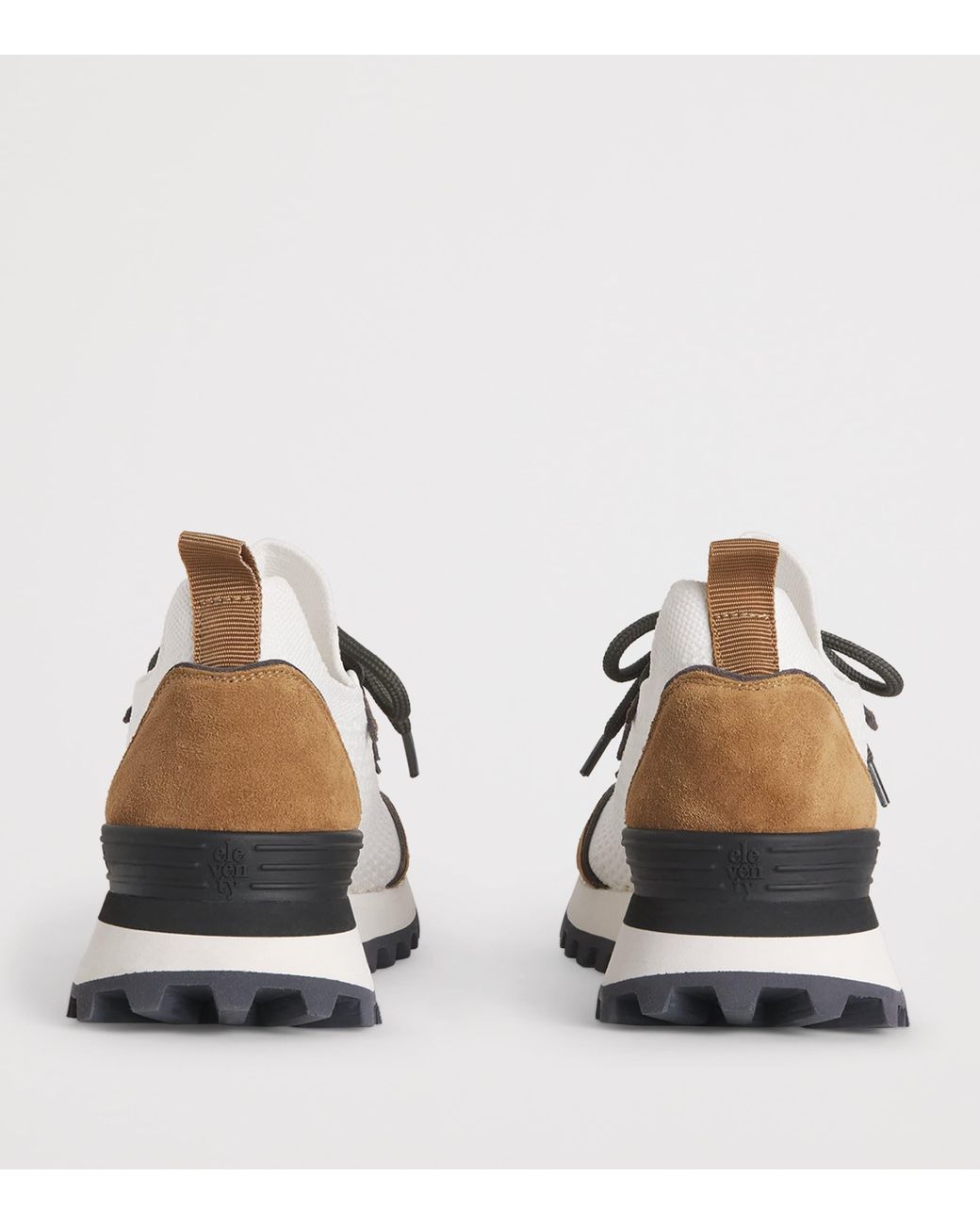 Eleventy White Leather Mesh Sneakers
