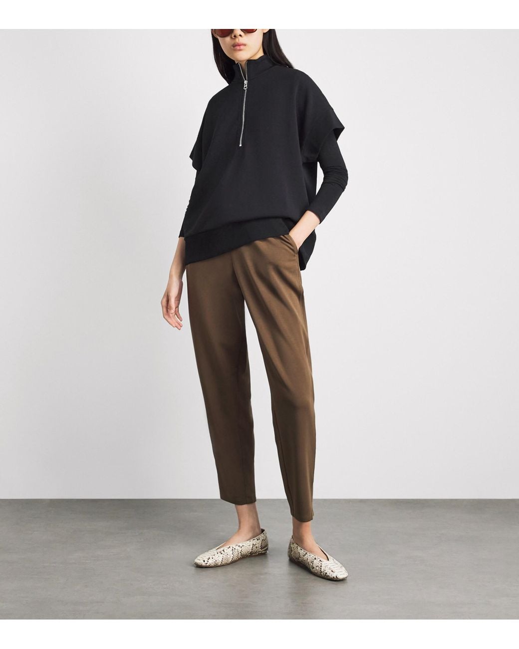 Varley Black Ritchie Short-Sleeve Half-Zip Sweatshirt