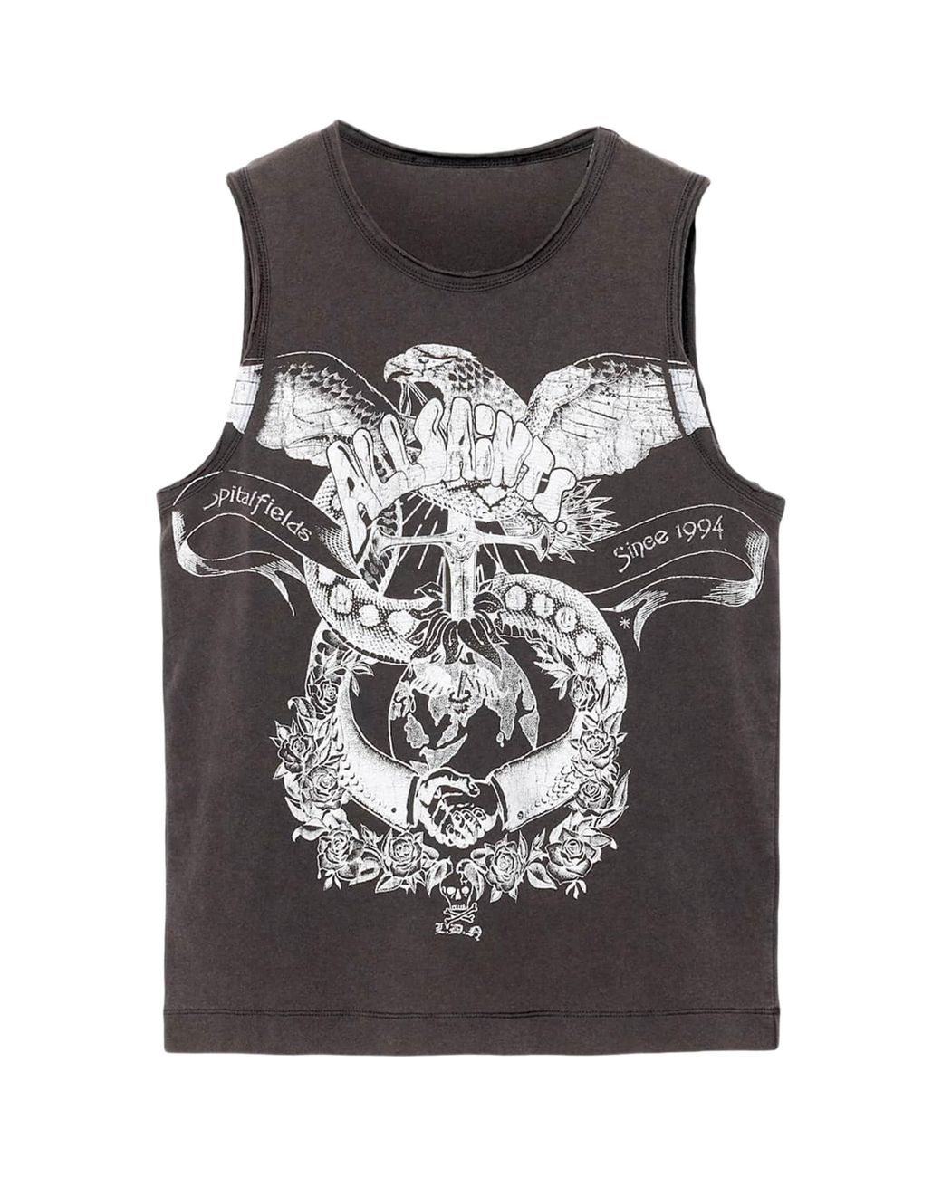 AllSaints Gray Organic Cotton Jenny Tank Top