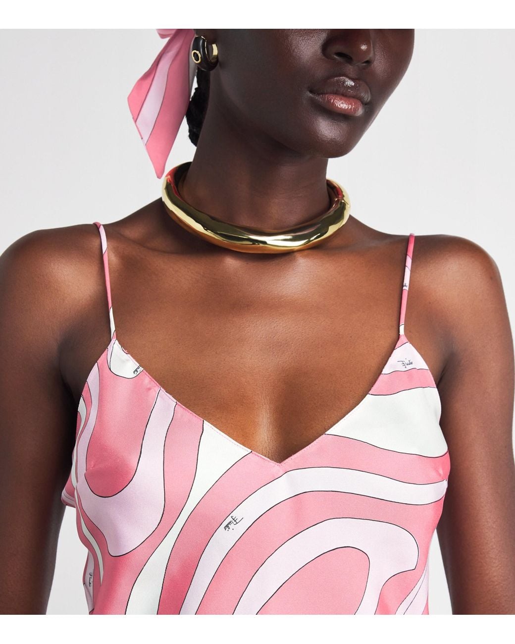 Emilio Pucci Pink Silk Pattern Cami Top