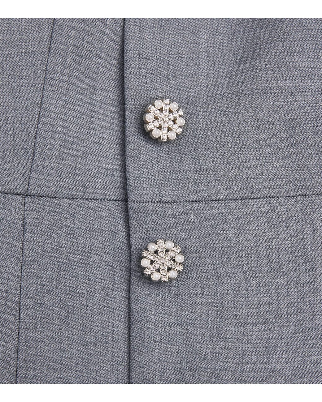 Maje Blue Wool-Blend Waistcoat