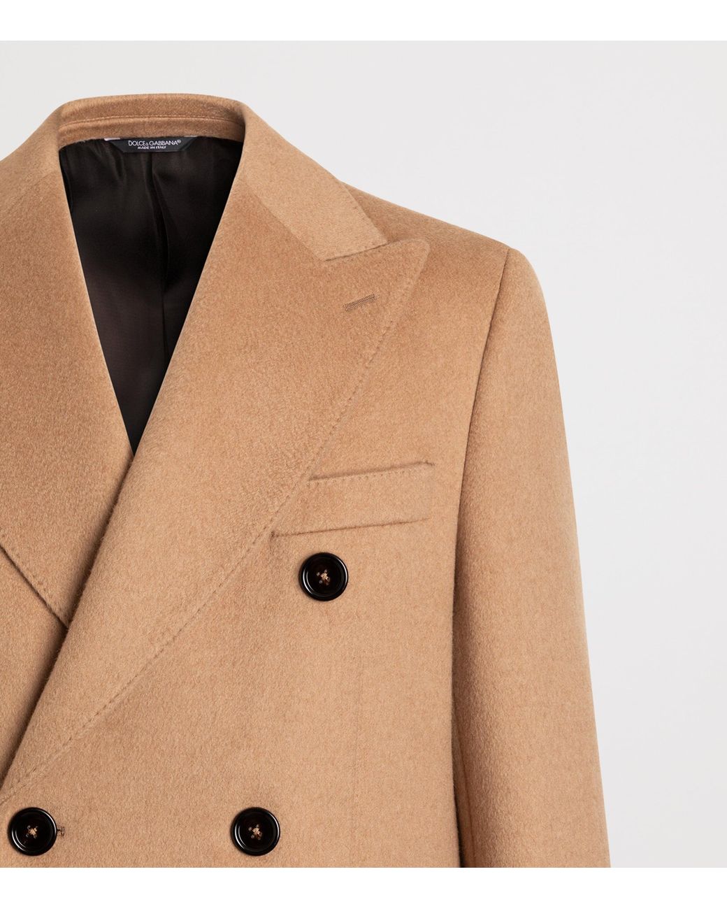 Dolce & Gabbana Brown Wool Double-Breasted Long Coat for men