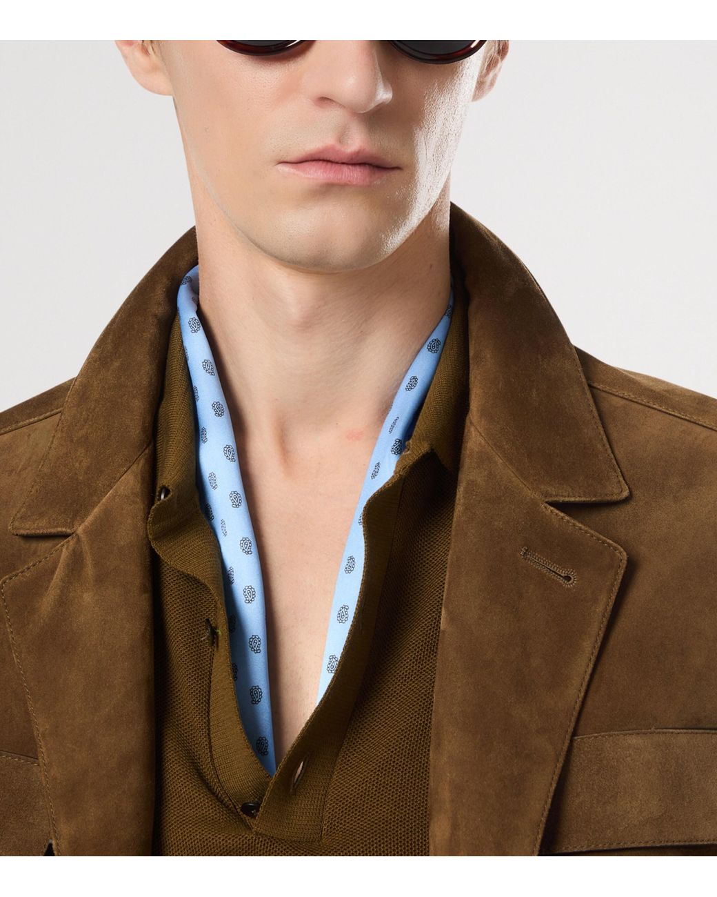 Tom Ford Blue Silk Printed Scarf for men