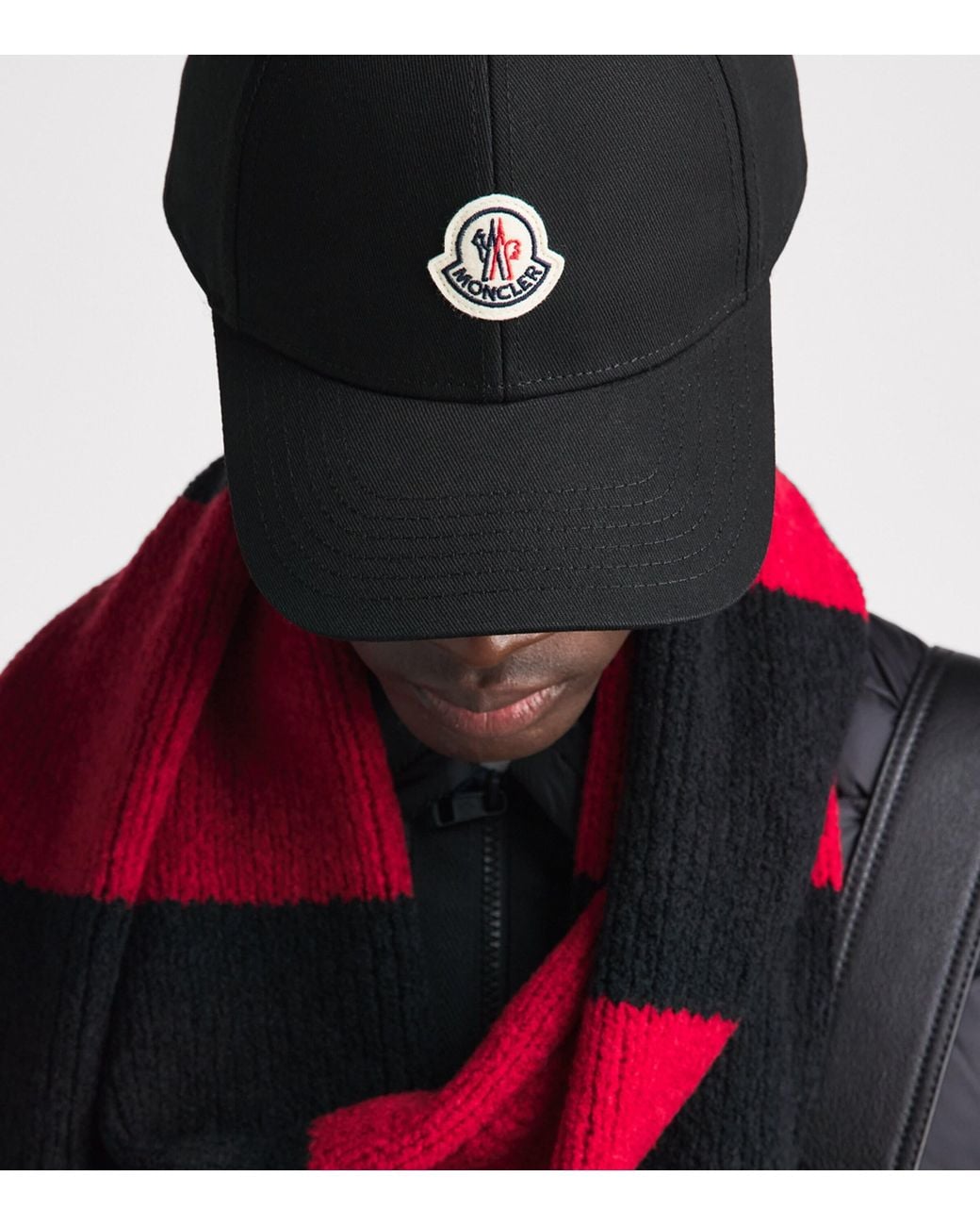 Moncler Black Cotton Logo Baseball Cap for men