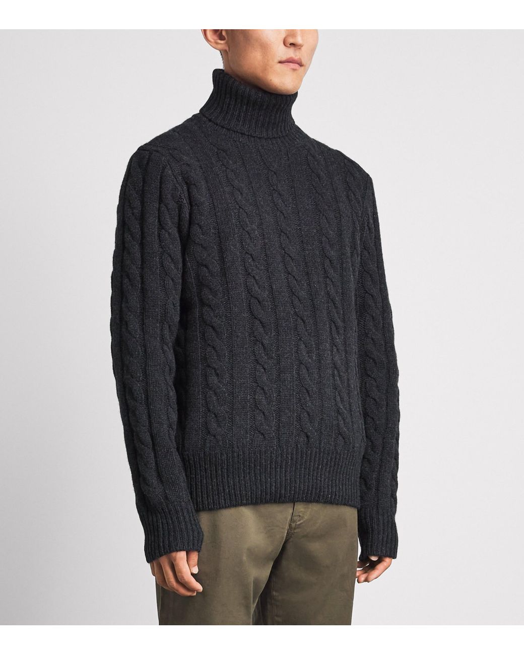 Polo Ralph Lauren Blue Wool-Cashmere Cable-Knit Rollneck Sweater for men