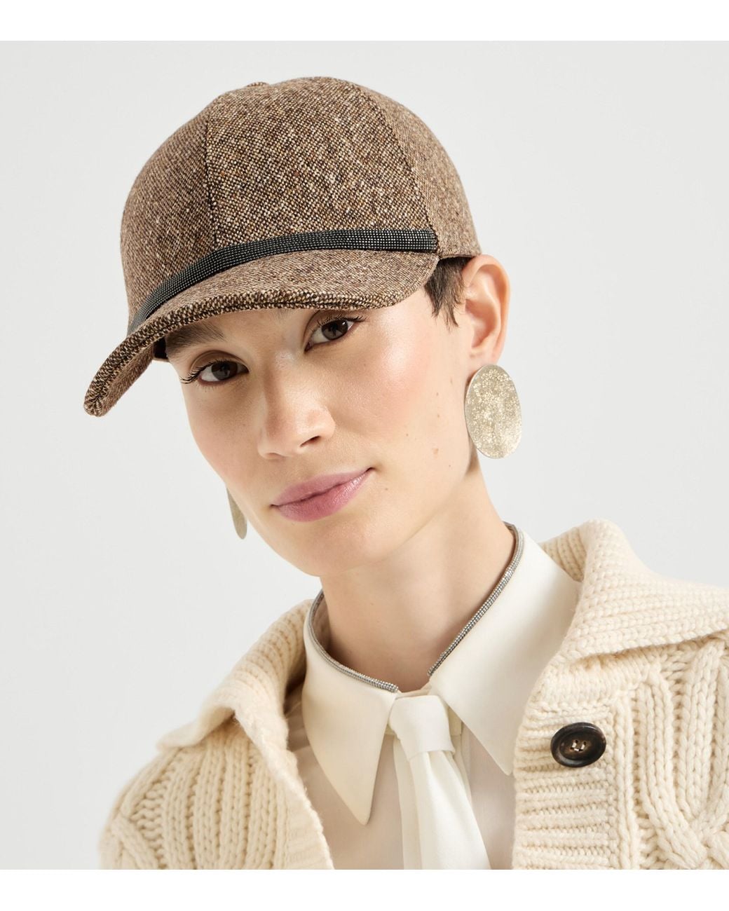 Brunello Cucinelli Brown Virgin Wool-Blend Monili Baseball Cap