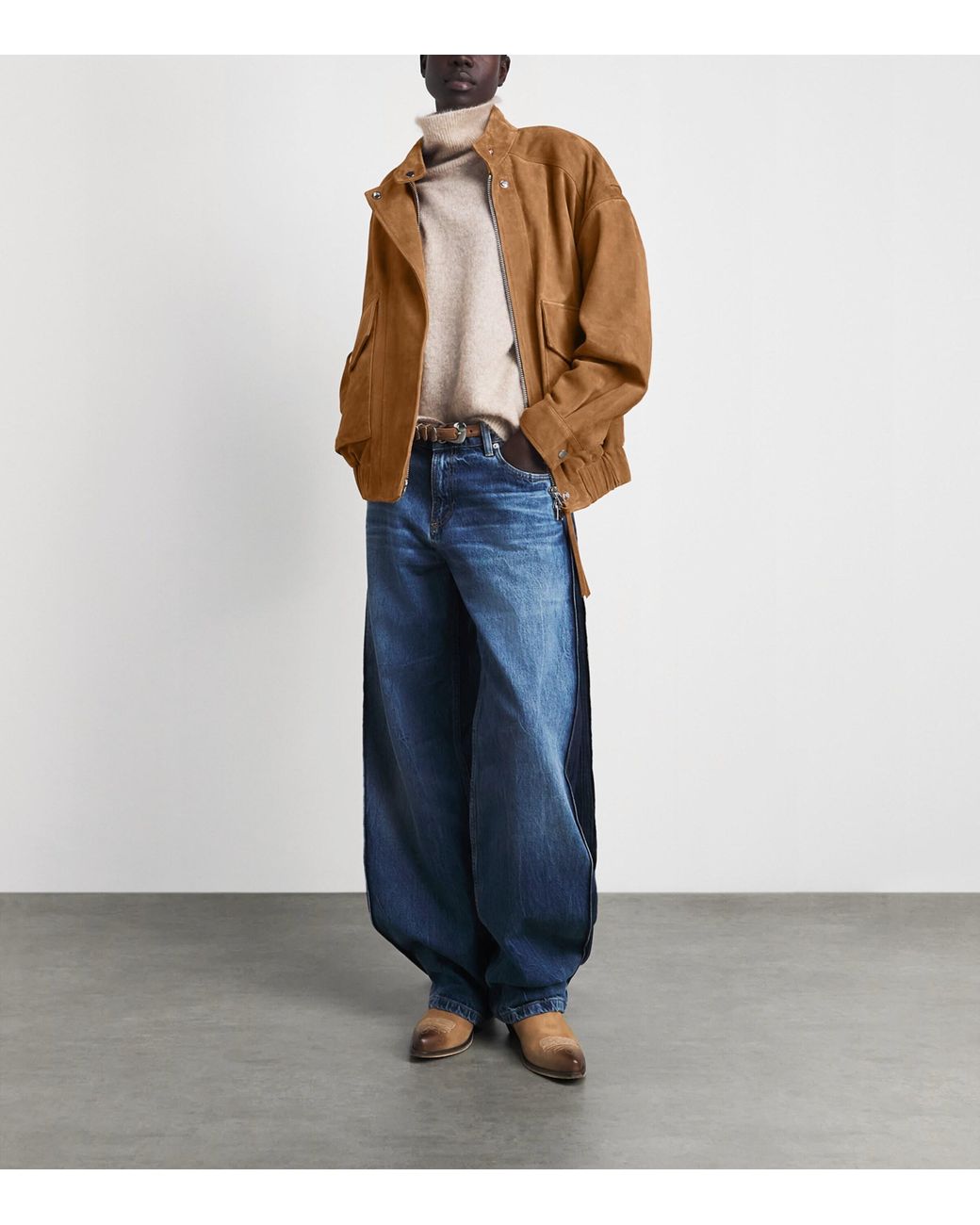 Charoux Brown Suede Tunnel Aviator Jacket