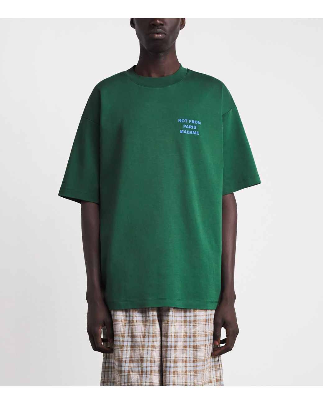 Drole de Monsieur Green Cotton Slogan T-Shirt for men