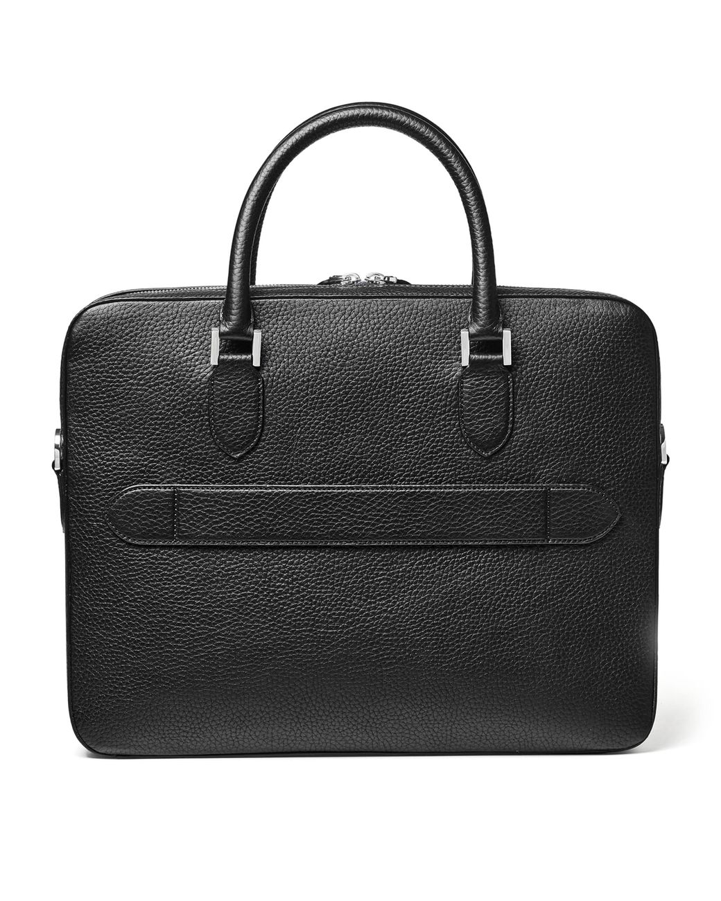 Aspinal Black Leather Shield Briefcase for men