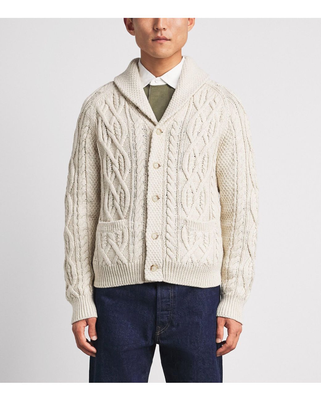 Polo Ralph Lauren White Cotton Aran-Knit Cardigan for men