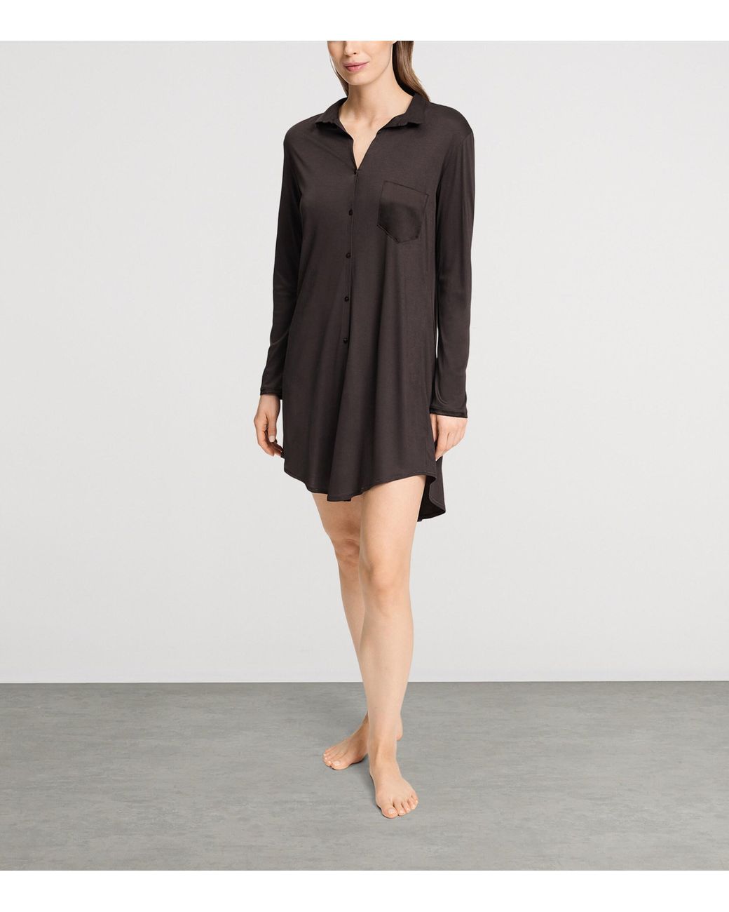 Hanro Blue Modal Grand Central Shirt Pyjama Nightdress