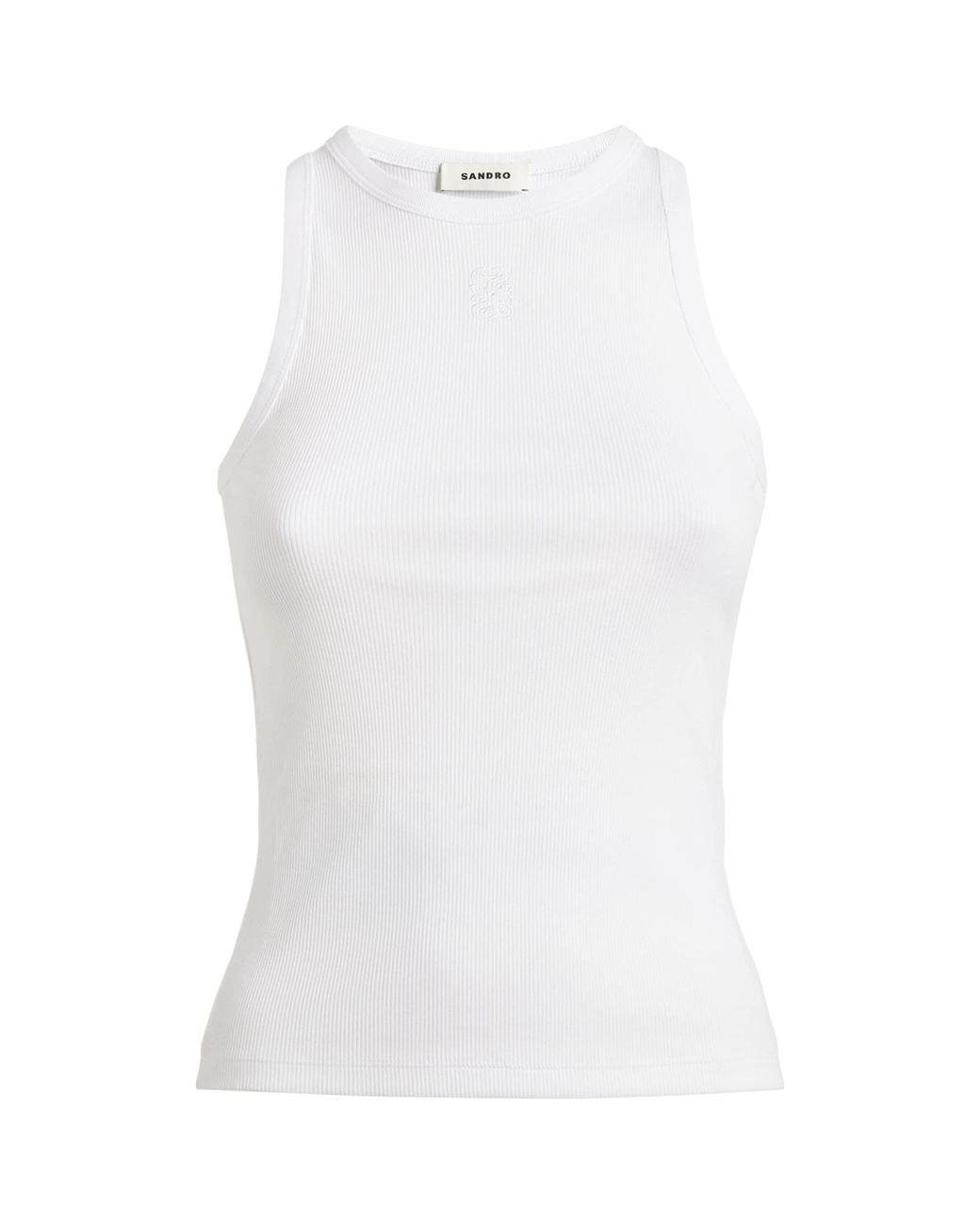 Sandro White Ribbed Tank Top