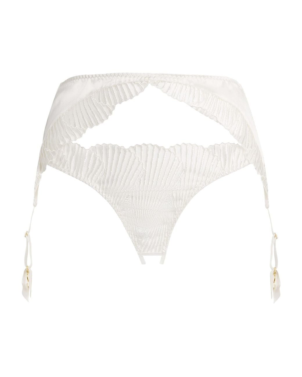Coco De Mer White Stretch-Silk Lace Athena Suspenders