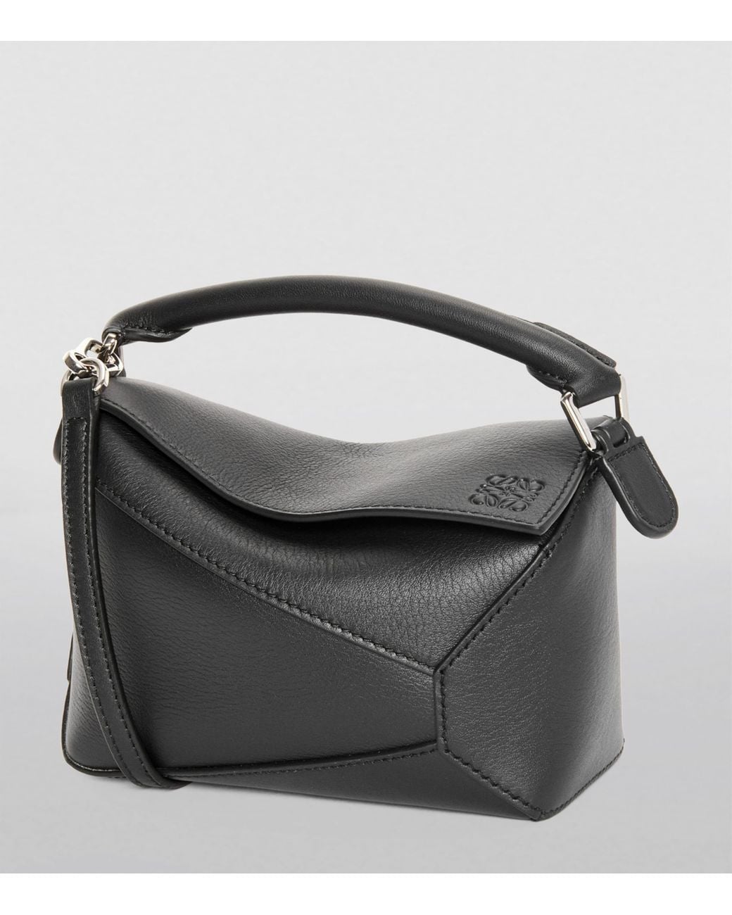 Loewe Black Mini Leather Puzzle Edge Top-Handle Bag