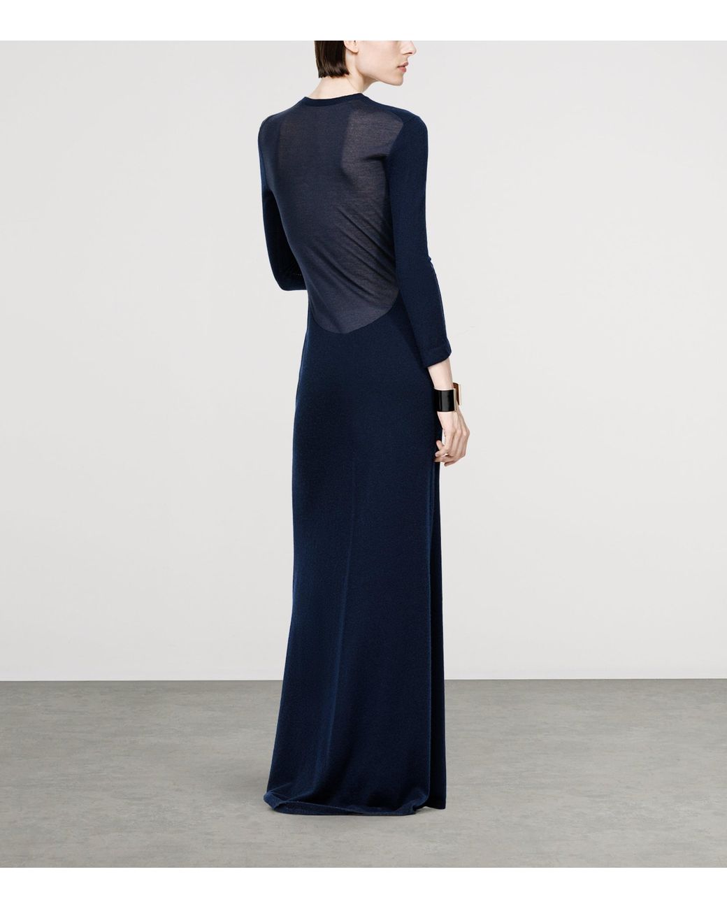 Tom Ford Blue Cashmere-Silk-Blend Sheer Back Maxi Dress