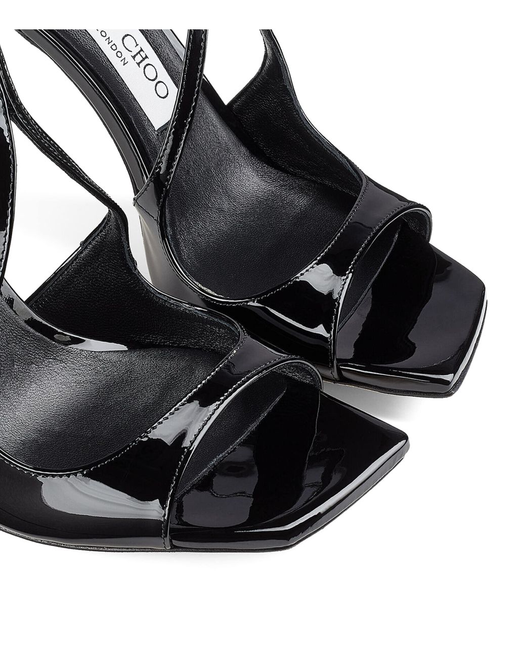 Jimmy Choo Black Azia 95 Patent Leather Sandals