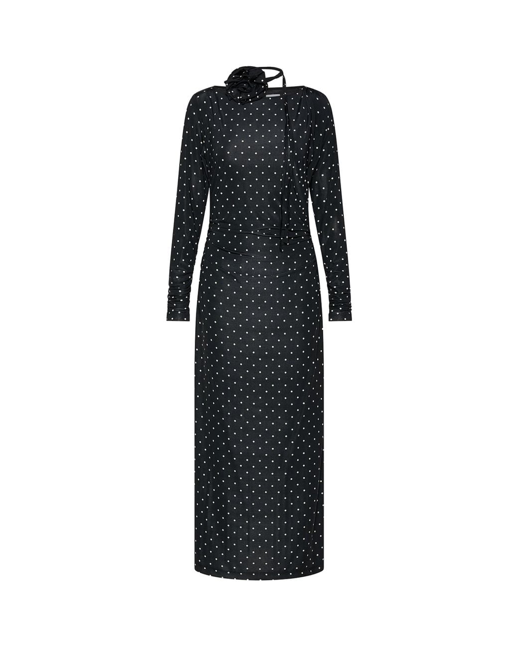 Marella Black Jersey Polka-Dot Maxi Dress