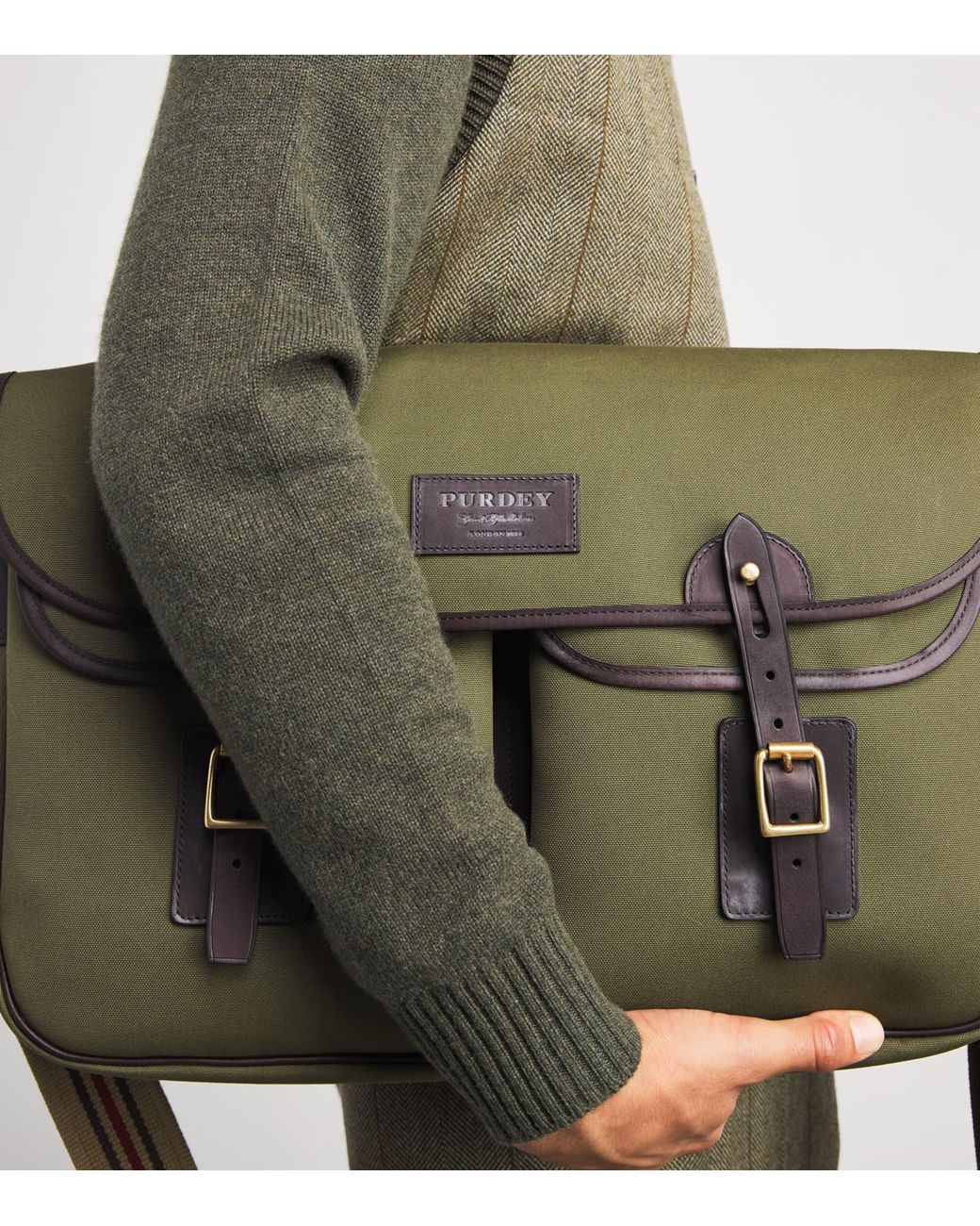 James Purdey & Sons Green Canvas Field Game Cross-Body Bag for men