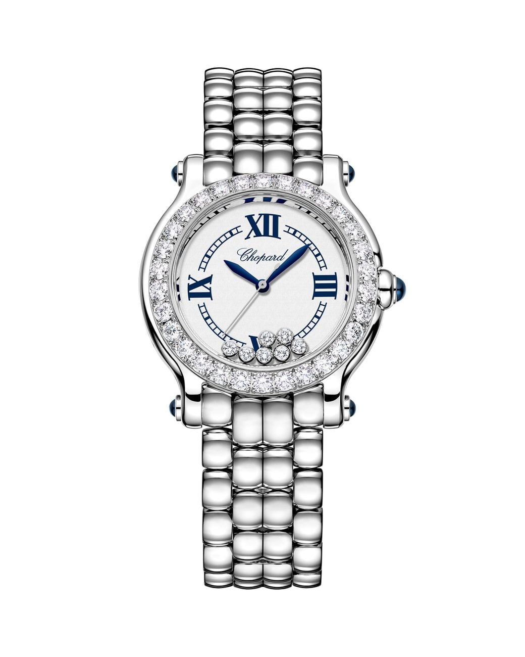 Chopard Metallic Stainless Steel And Diamond Happy Sport Watch