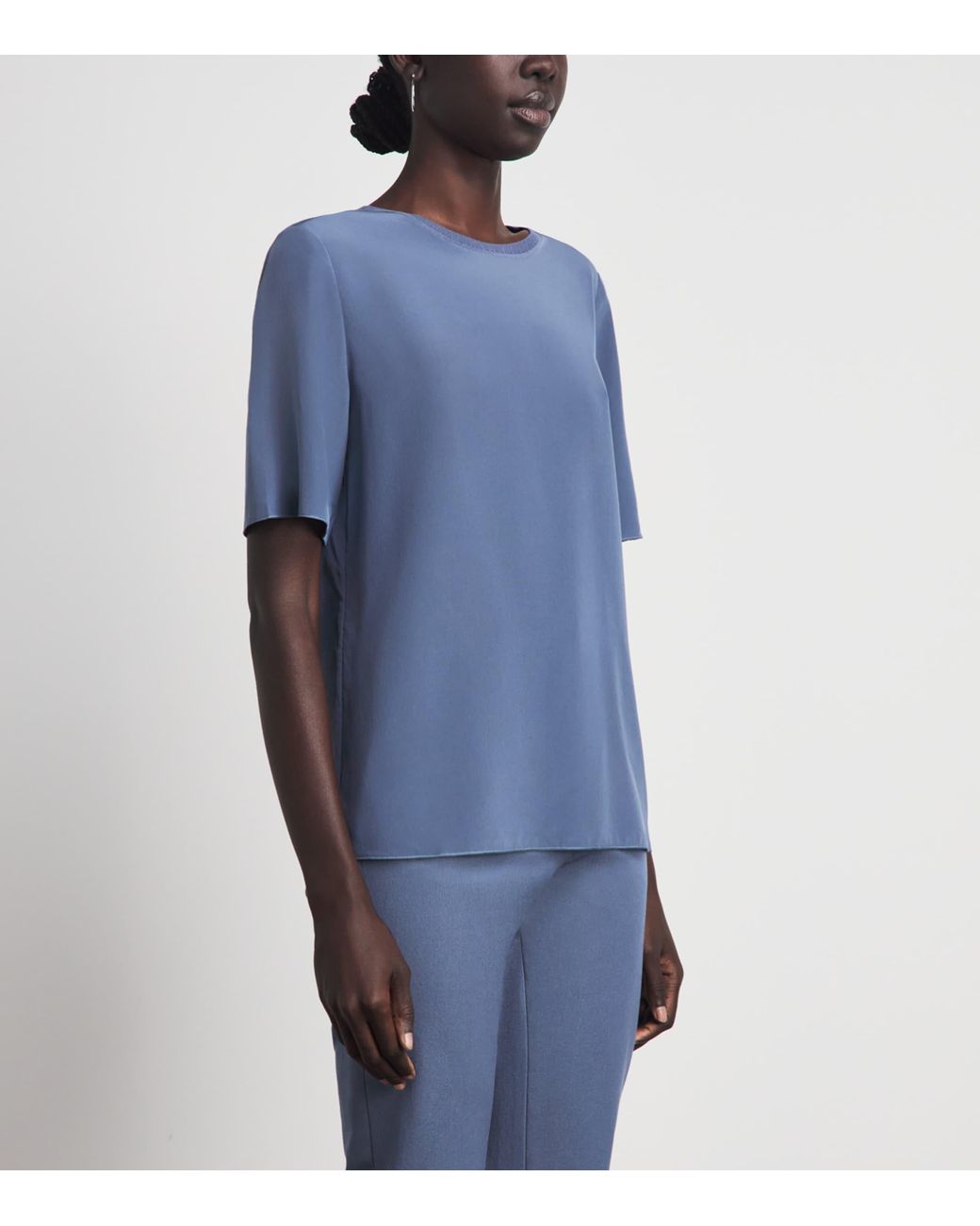Joseph Blue Silk Crepe Rubin Blouse