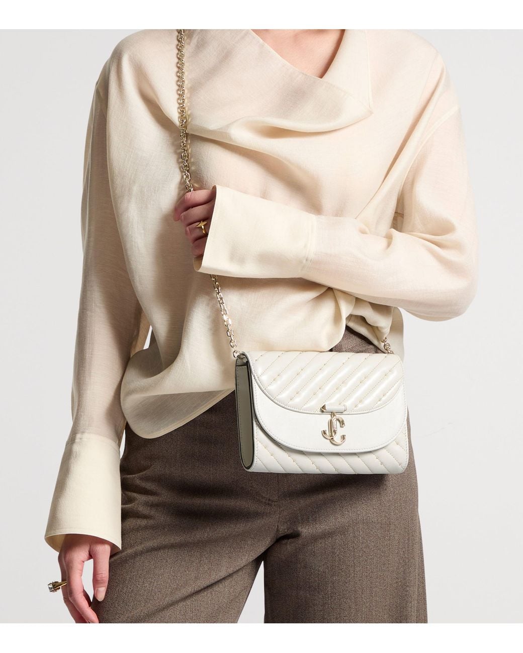 Jimmy Choo Natural Leather Curve Clutch Bag