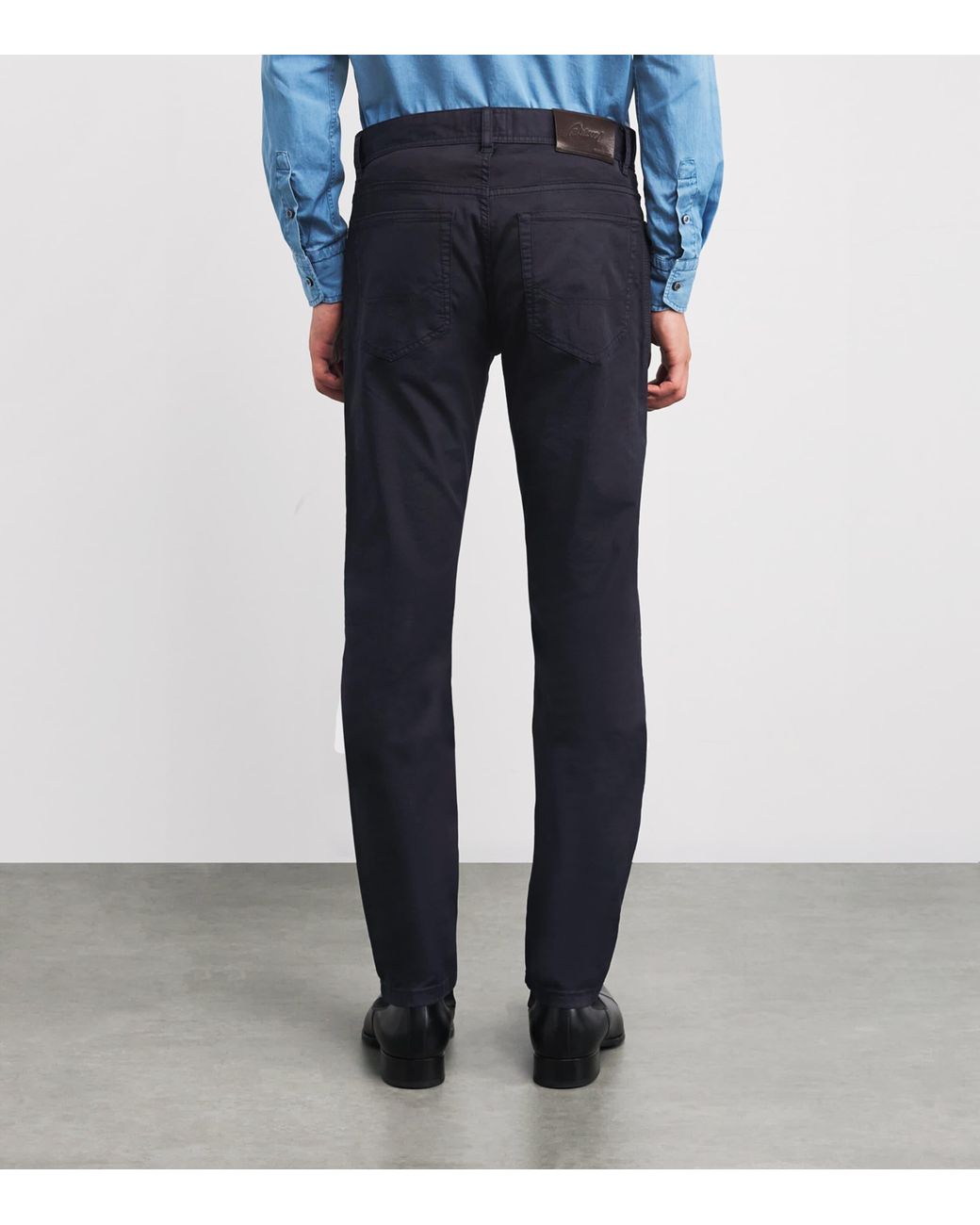 Brioni Blue Stretch-Cotton Chinos for men