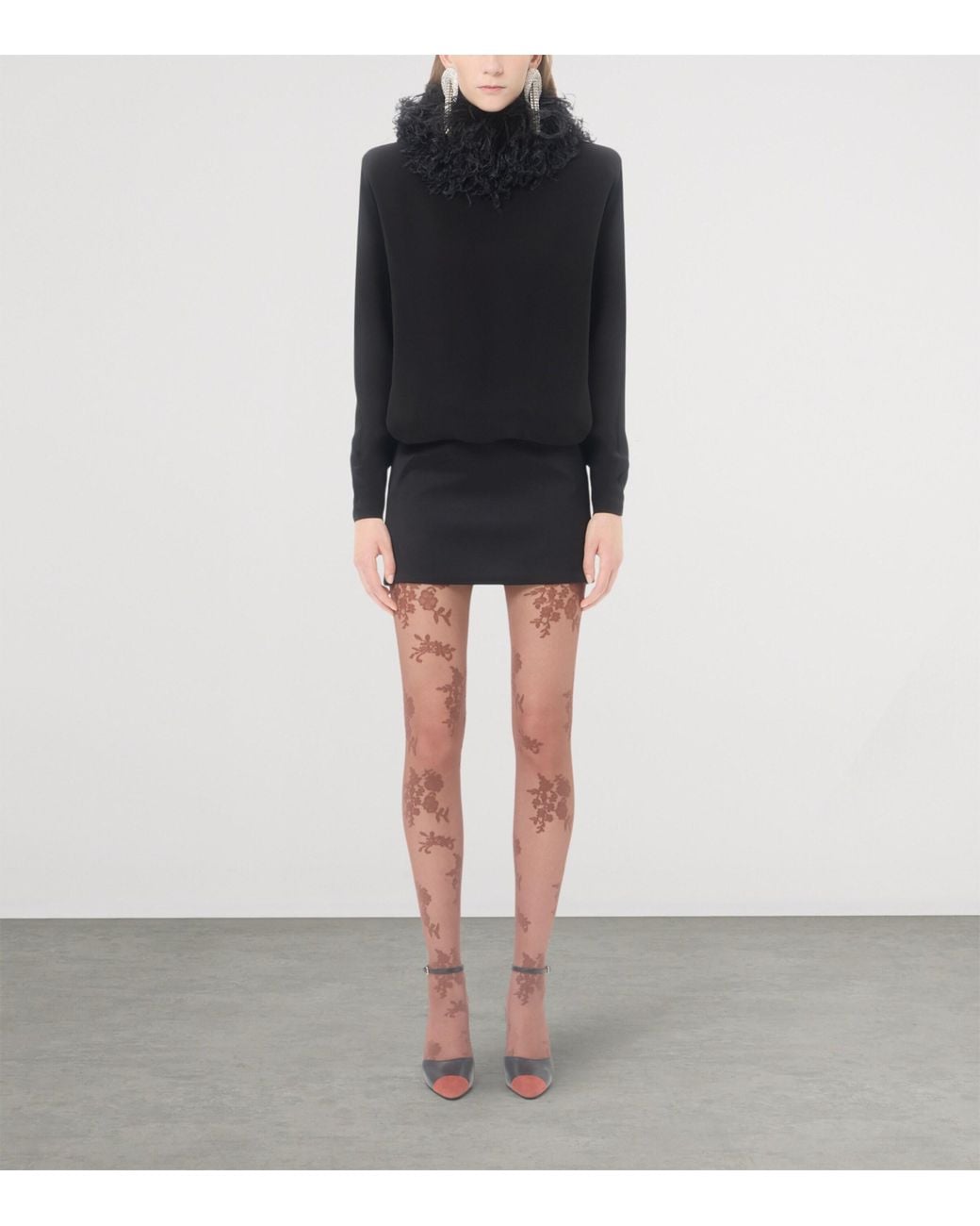 Valentino Black Silk Feather-Trim Mini Dress