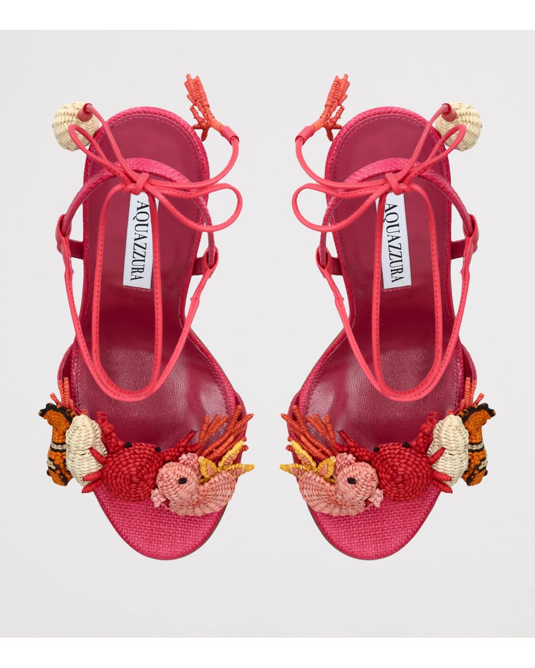 Aquazzura Red Raffia Marea Slingback Sandals