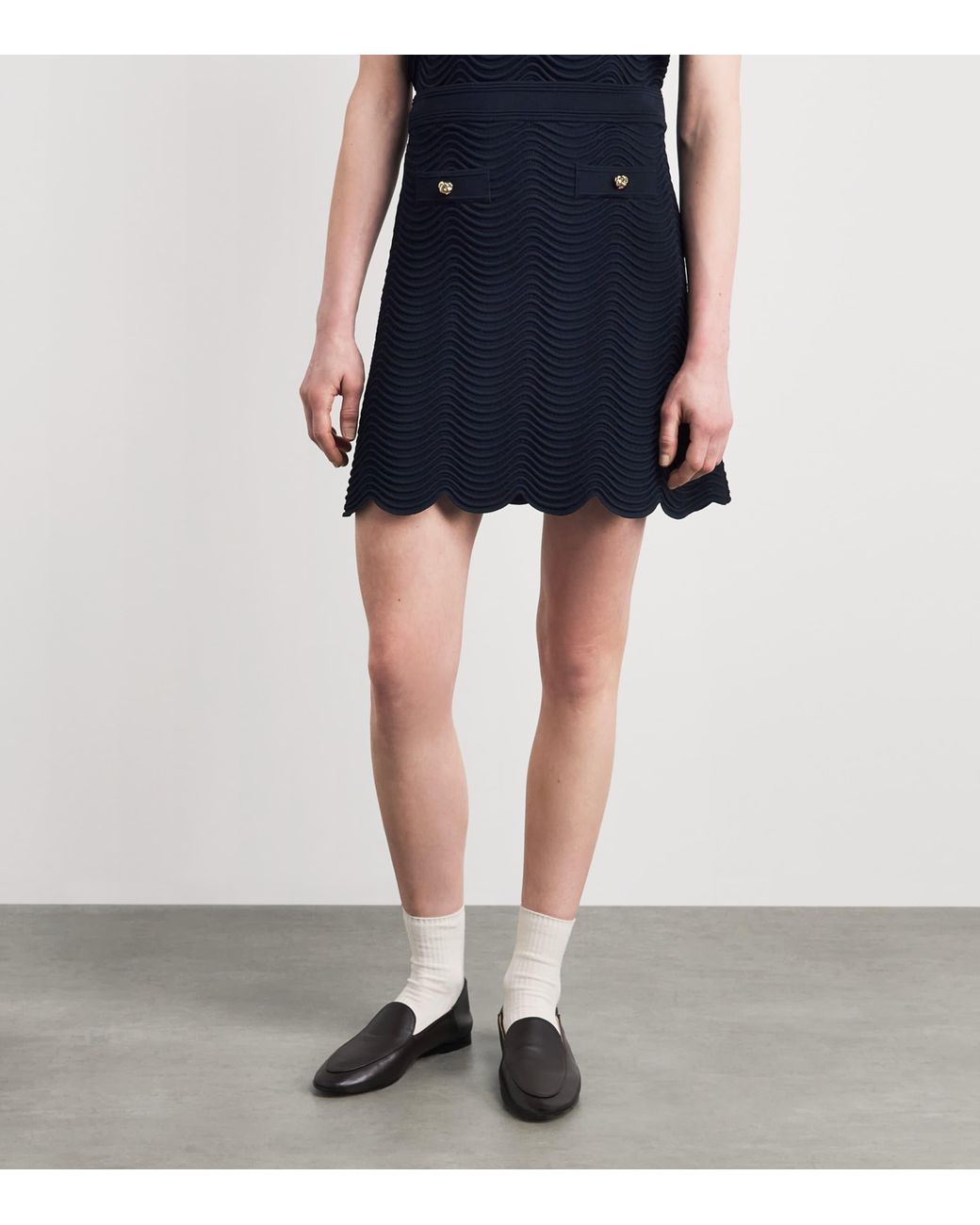 Sandro Blue Knitted Mini Skirt