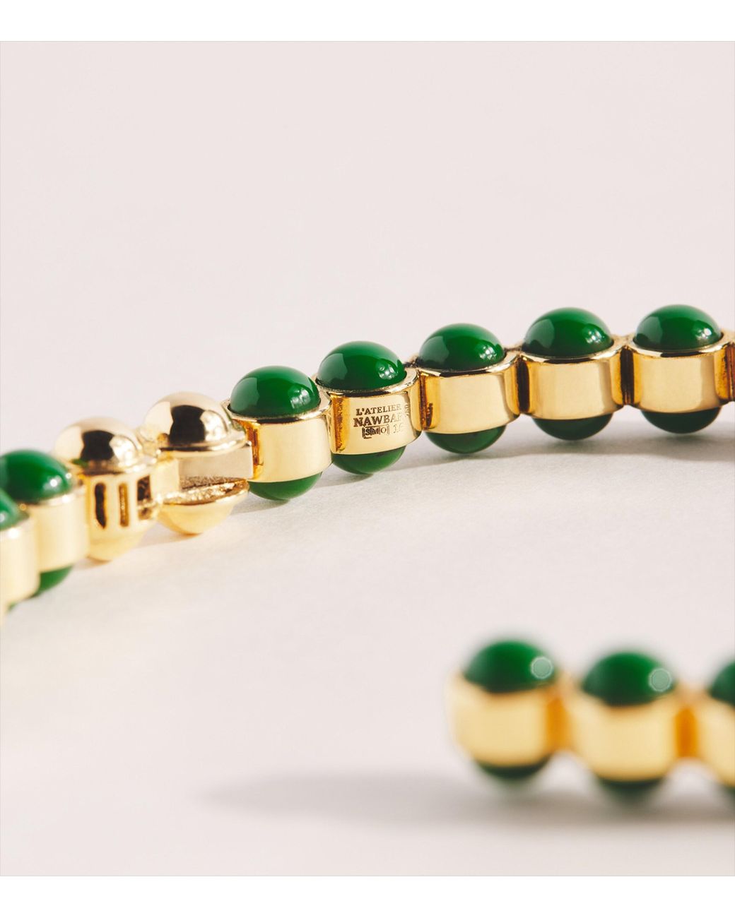 L'Atelier Nawbar Green And Diamond Atoms Bangle