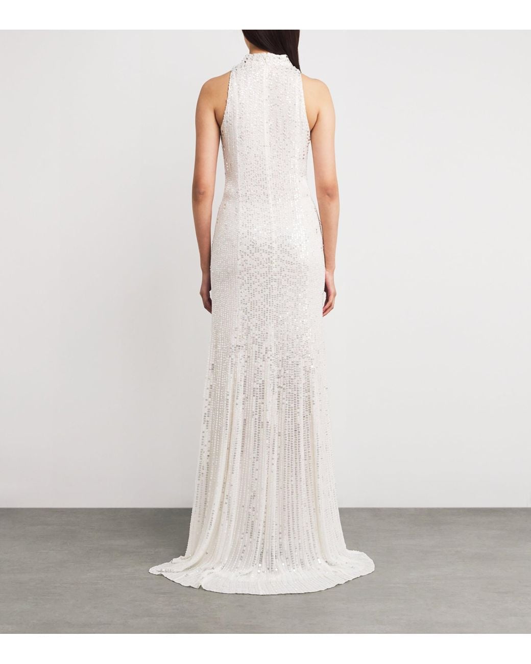 Jenny Packham White Silk Sequinned Benue Gown