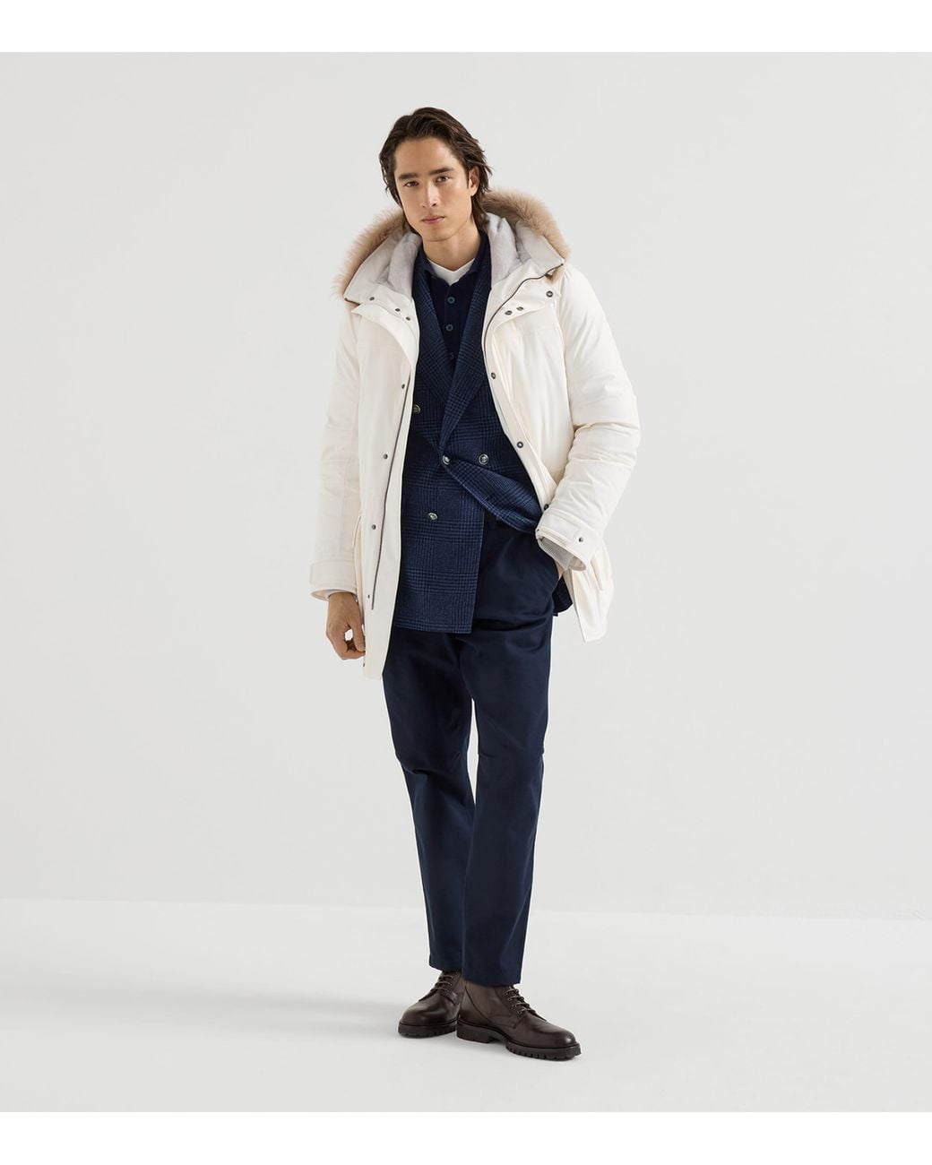Brunello Cucinelli White Down Water-Resistant Parka for men