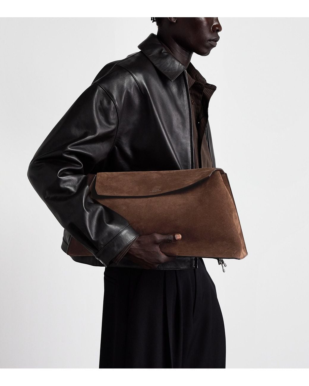 Studio Nicholson Brown Suede Shiboru Shoulder Bag for men