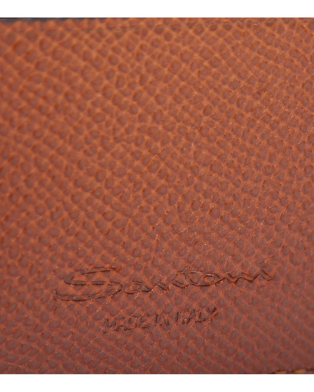 Santoni Brown Leather Card Holder for men