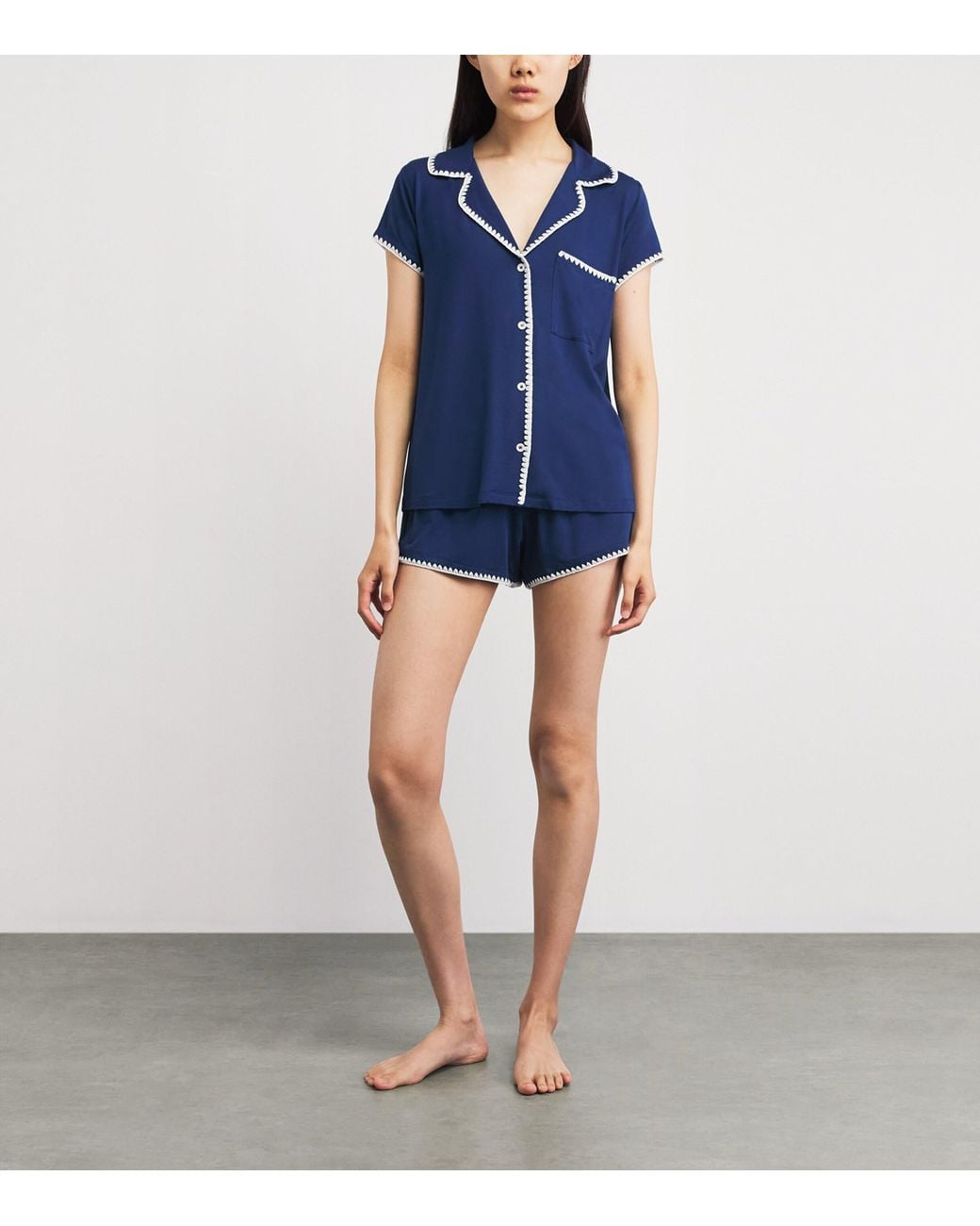 Eberjey Blue Short-Sleeve Frida Pyjama Set