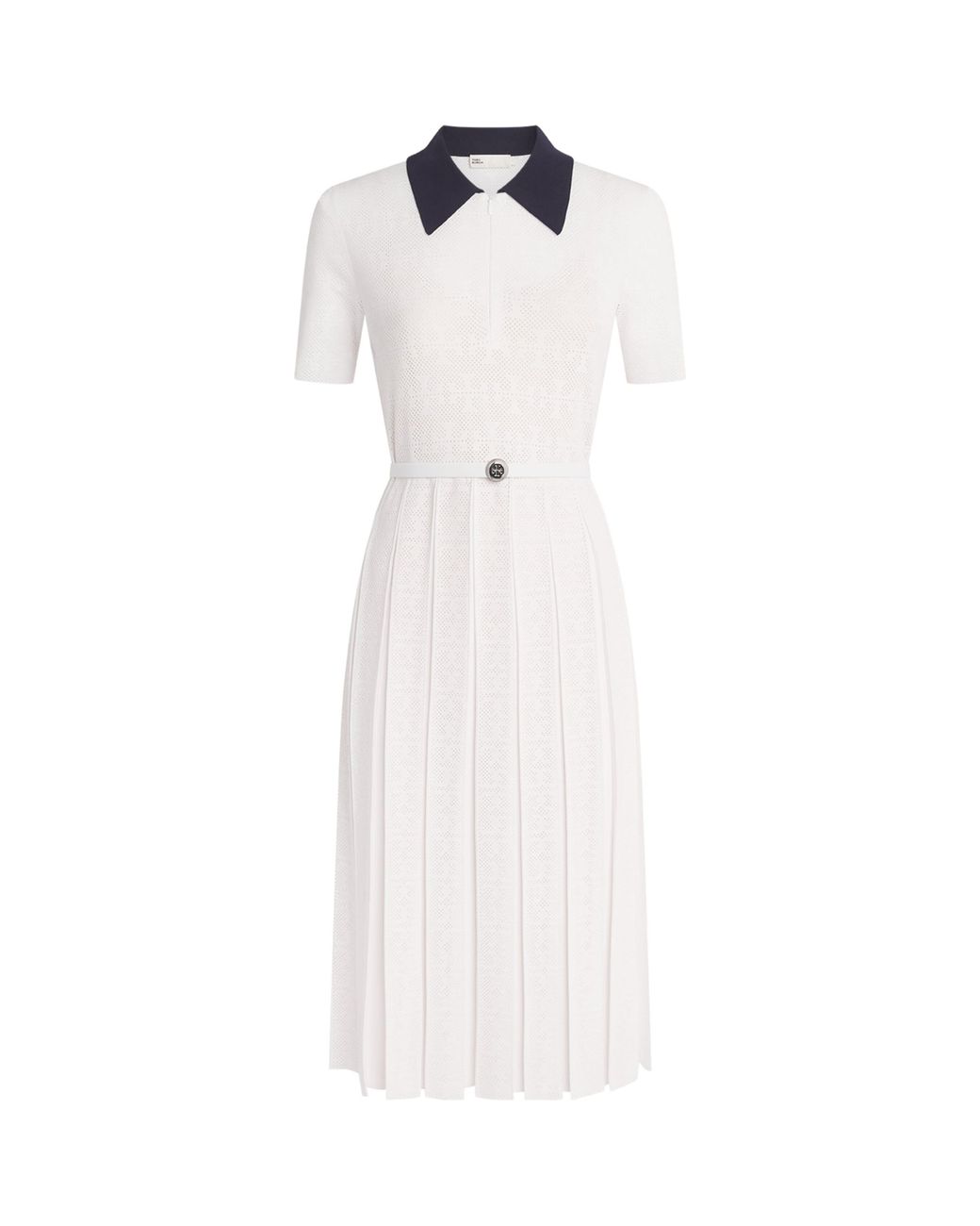 Tory Burch White Pointelle-Knit Midi Dress