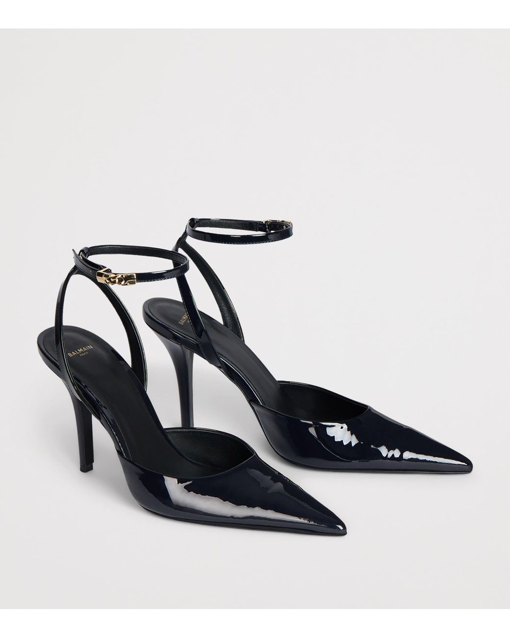 Balmain Blue Patent Leather Strappy Pumps 95