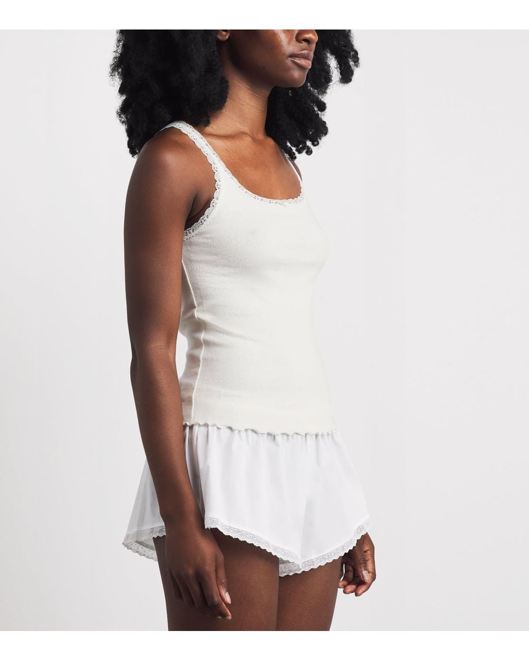 Skims White Pointelle Cami Pyjama Top
