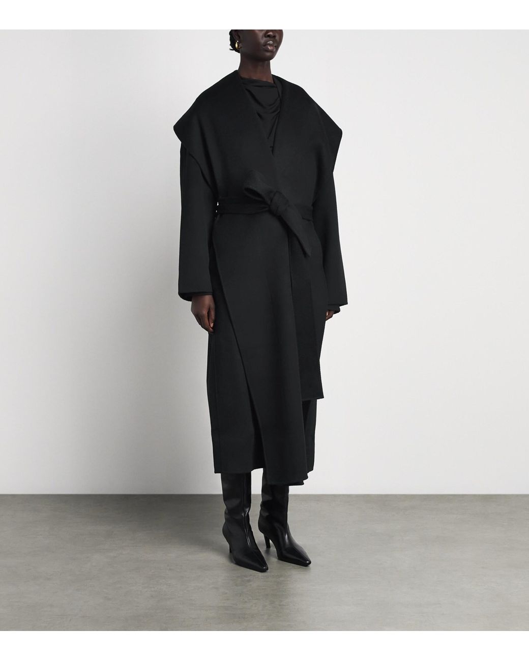 Totême Black Wool Hooded Coat