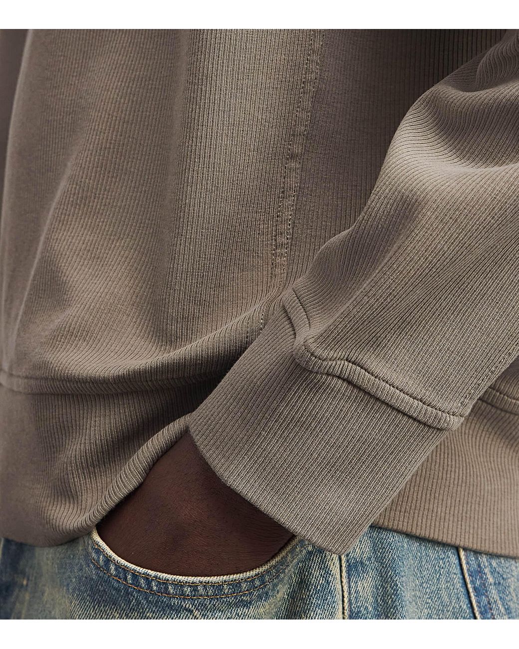Stone Island Brown Ribbed Compass Patch Sweatshirt for men