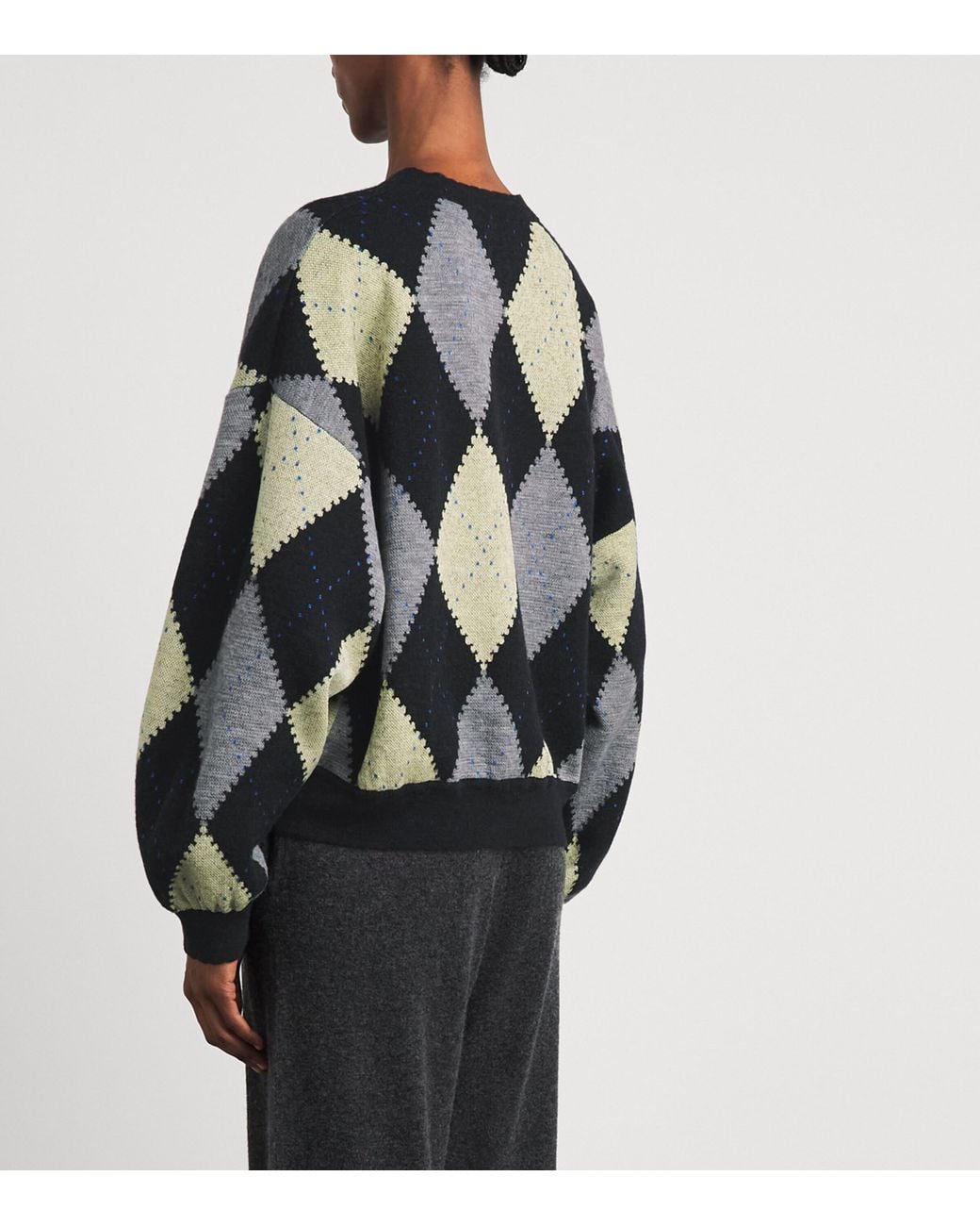 Molli Blue Wool-Blend Argyle Sweater