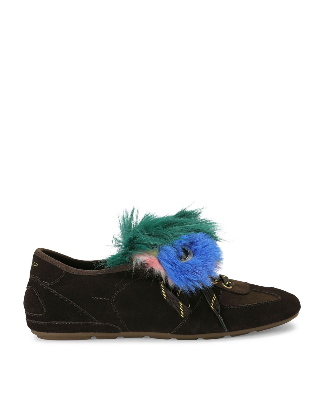 Kurt Geiger Green Suede Faux-Feather Wembley Sneakers