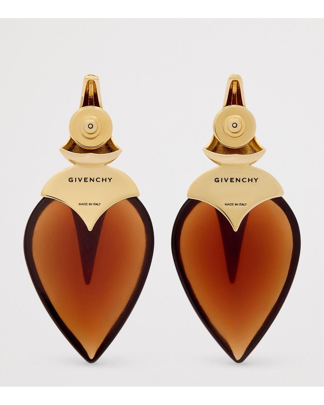 Givenchy Brown Heartwood Stud Earrings