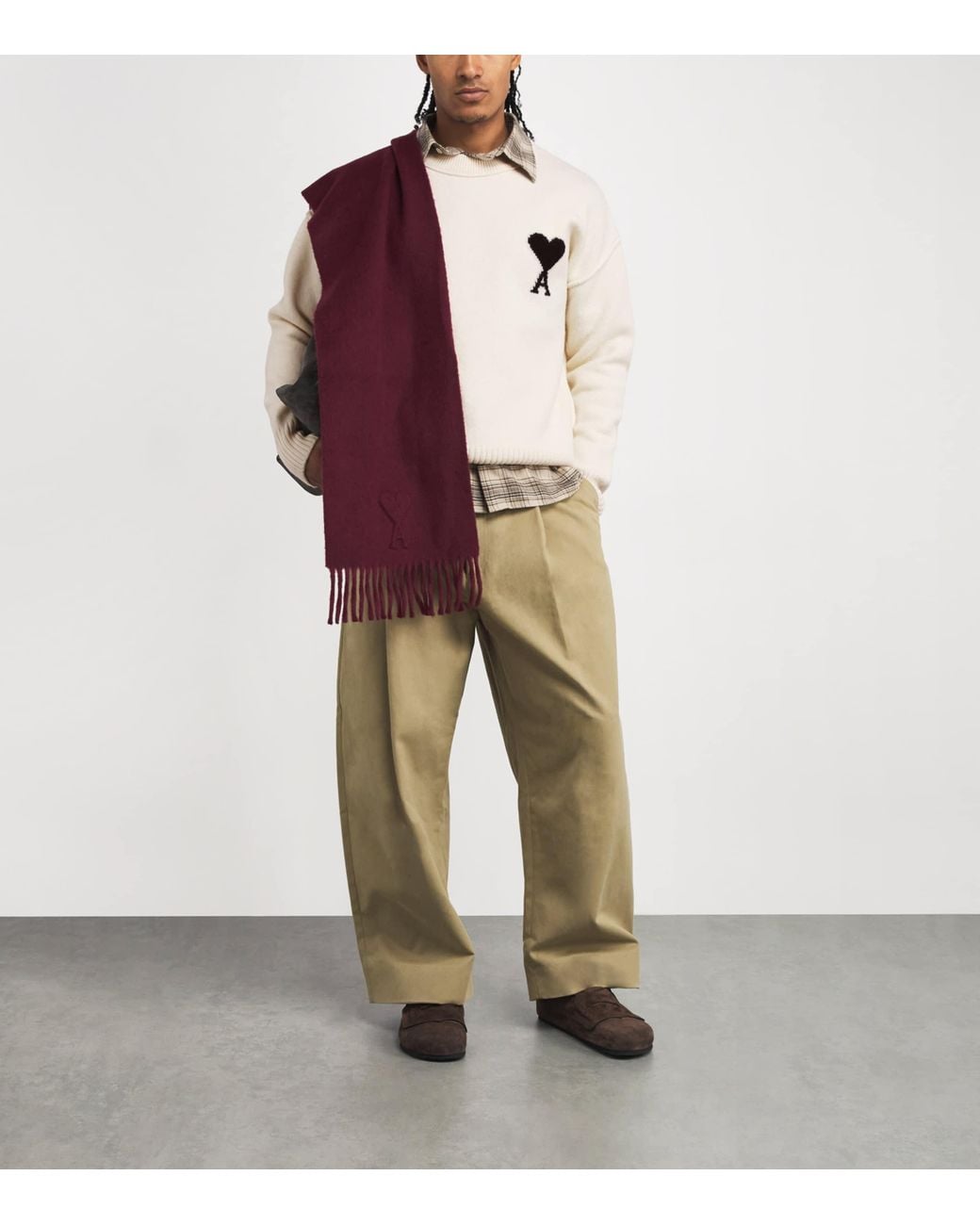AMI White Wool Logo Sweater for men