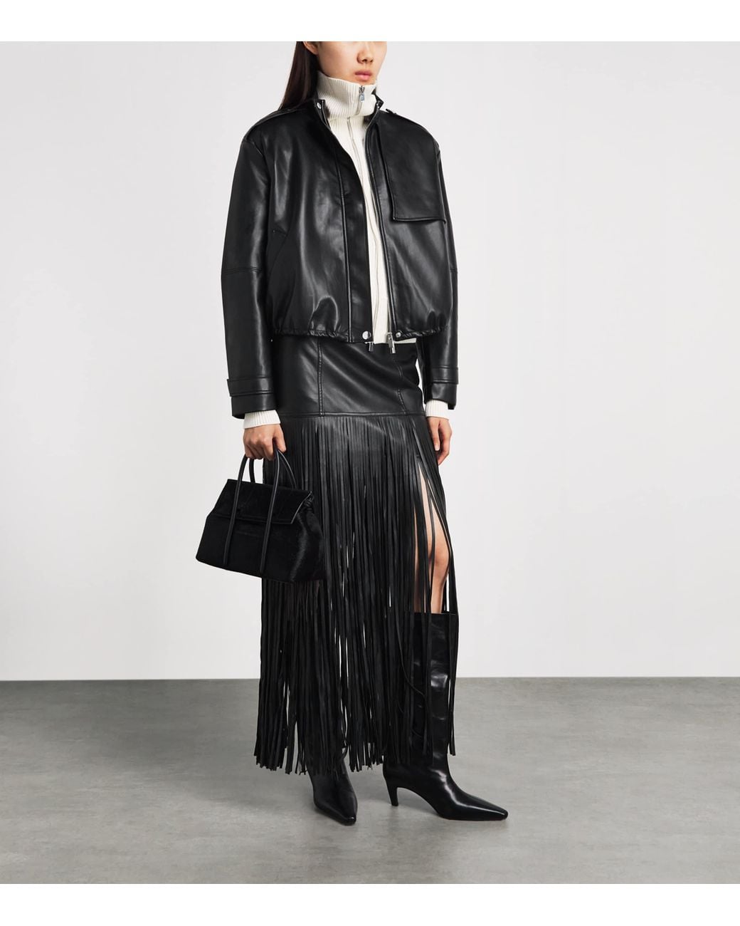 Toccin Black Funnel-Neck Alyssa Bomber Jacket