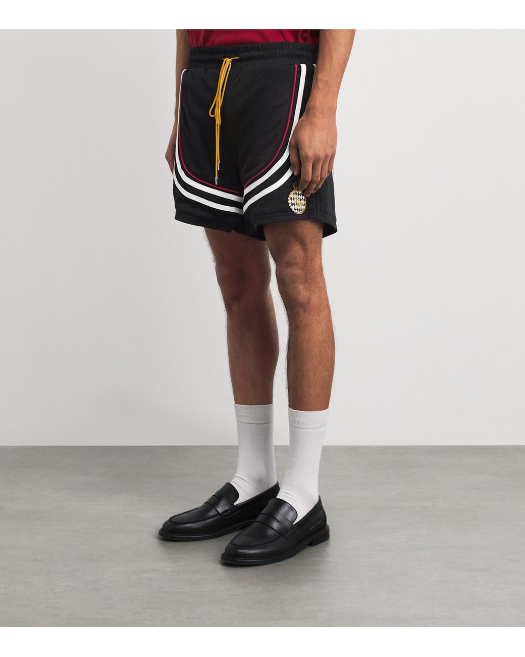 Rhude Black Cotton Lago Veille Soccer Shorts for men