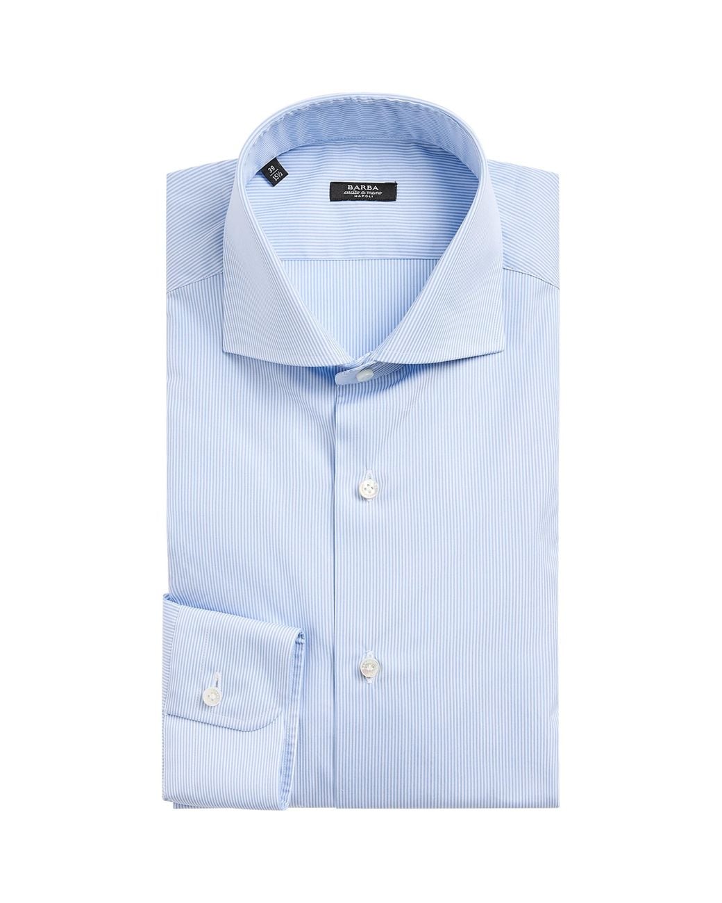 Barba Napoli Blue Cotton Stripe Slim Shirt for men