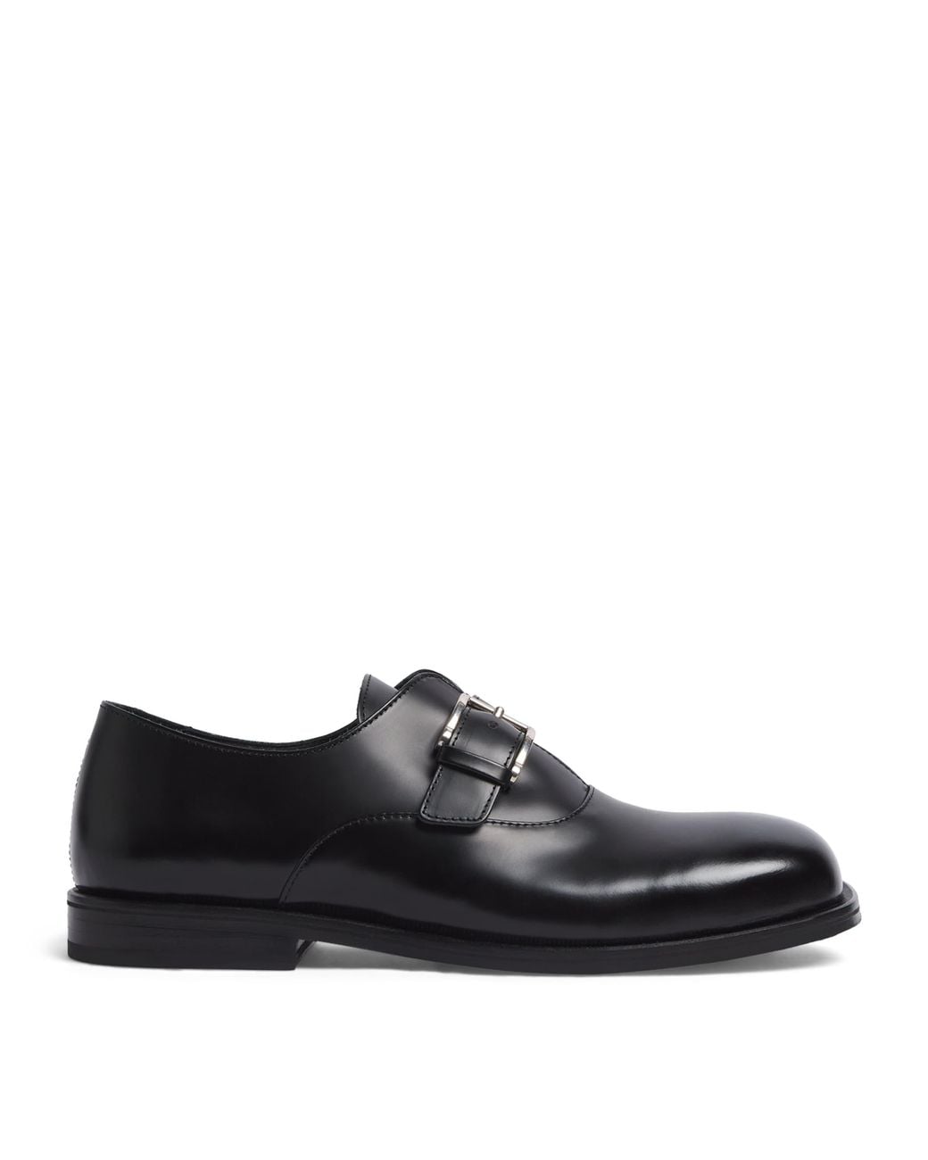 AMI Black Leather Monk Strap Shoes for men