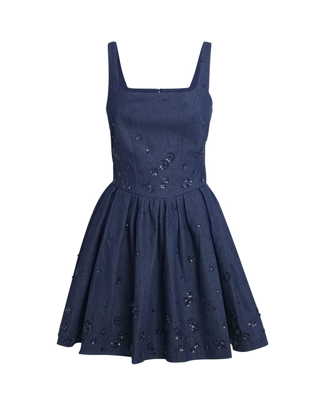 Maje Blue Denim Embellished Mini Dress