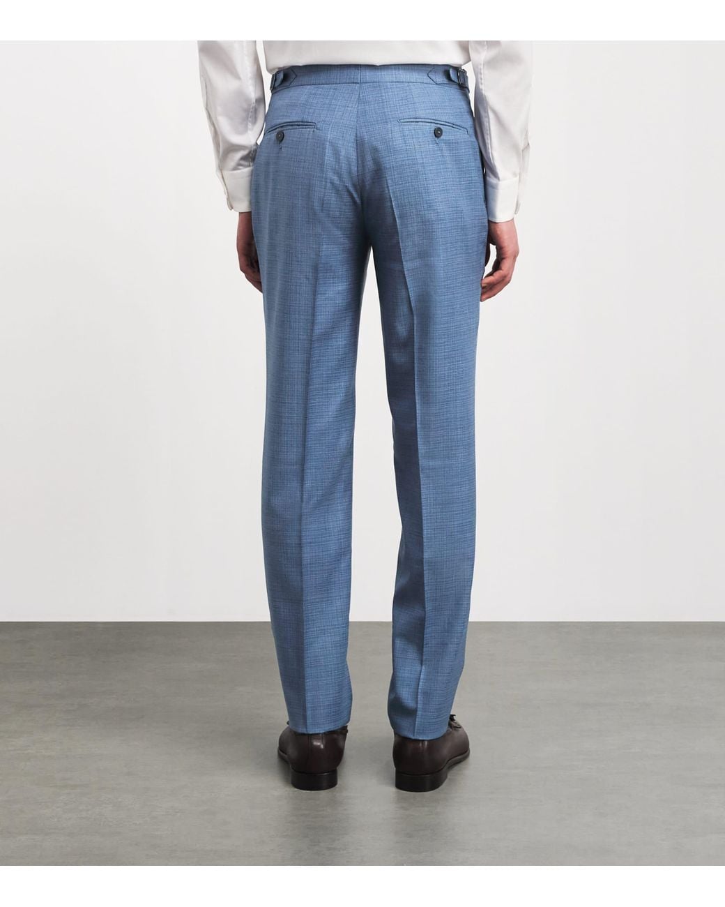 Isaia Blue Wool Sanita Trousers for men